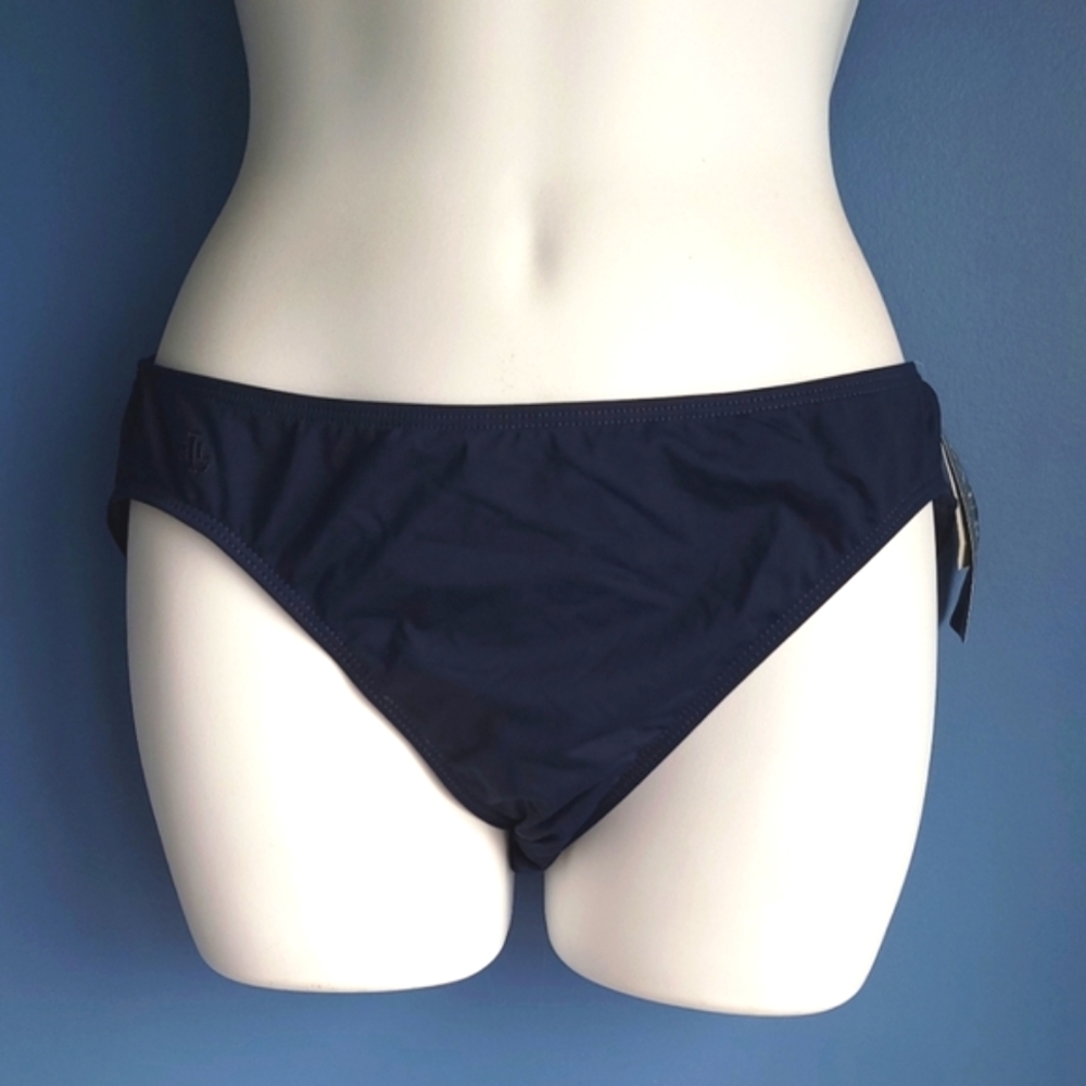 Lauren Ralph Lauren Navy Blue Swim Bikini Bottom Size 12 New
